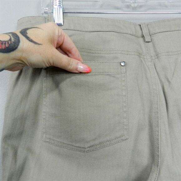 Multiples Khaki Tan Stretch Denim Pants Womens Size 16 Straight Leg Studded - Picture 4 of 10